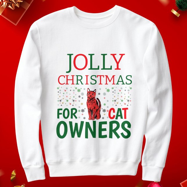 Jolly Christmas für Katzenbesitzer Personalisiert  Sweatshirt (Von Creator hochgeladen)