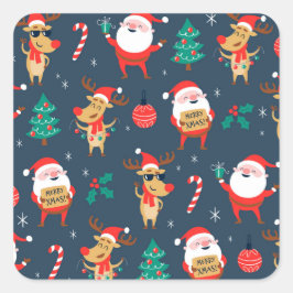 Jolly Christmas Pattern Quadratischer Aufkleber