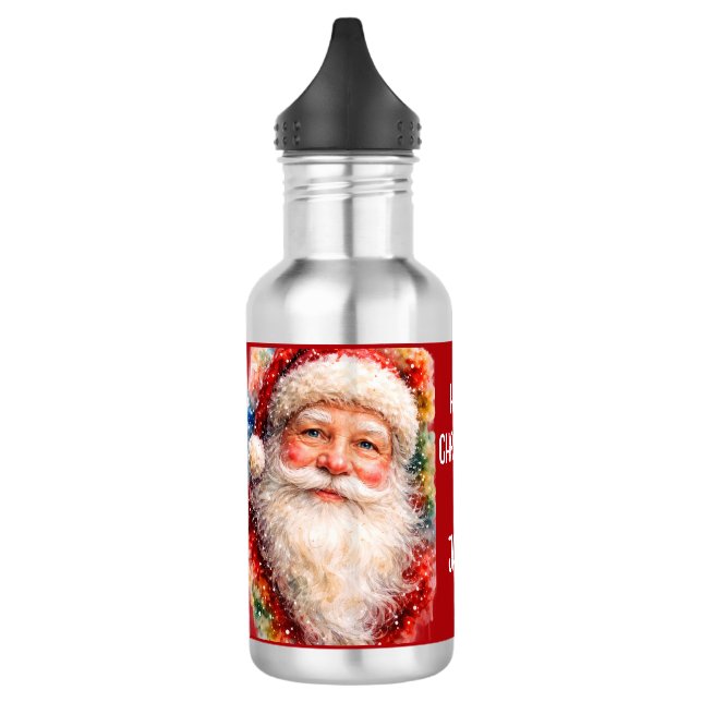 Jolly Christmas Santa Portrait Edelstahlflasche (Links)