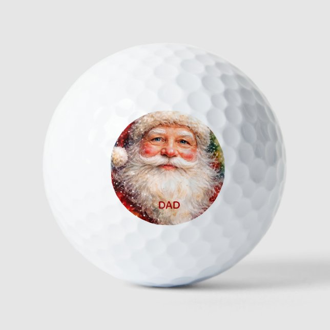 Jolly Christmas Santa Portrait Golfball (Vorderseite)