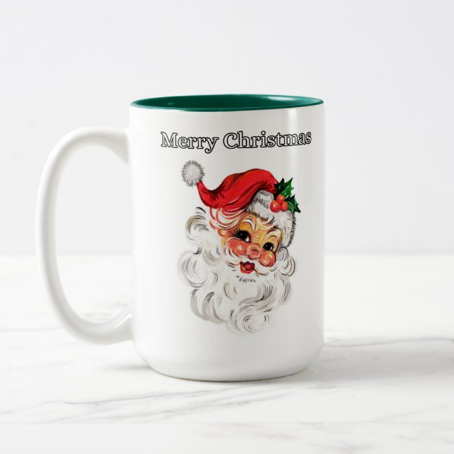 Jolly Christmas Santa Two-Tone-Tasse Zweifarbige Tasse (Links)