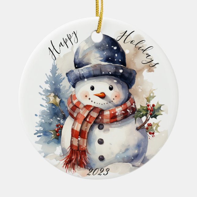 Jolly Christmas Snowman Holiday Ornament (Vorne)