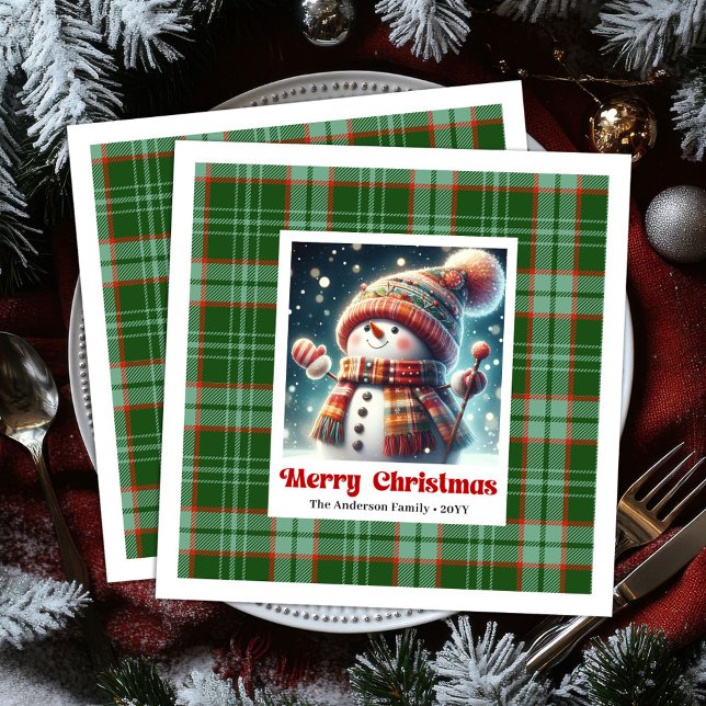 Jolly Christmas Snowman Napkins Personalized Kids  Serviette (Jolly Christmas Snowman Napkins Personalized Kids Style

)