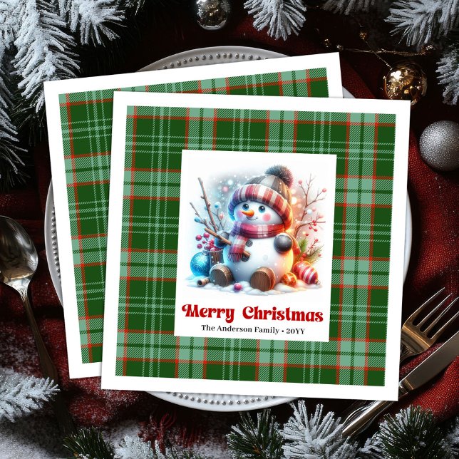 Jolly Christmas snowman watercolor kids napkins  Serviette (Jolly Christmas snowman watercolor kids napkins )