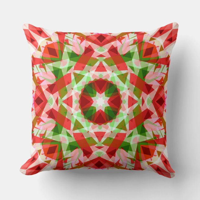 Jolly Christmas Star Bright Red Green Pink Kissen (Vorderseite)