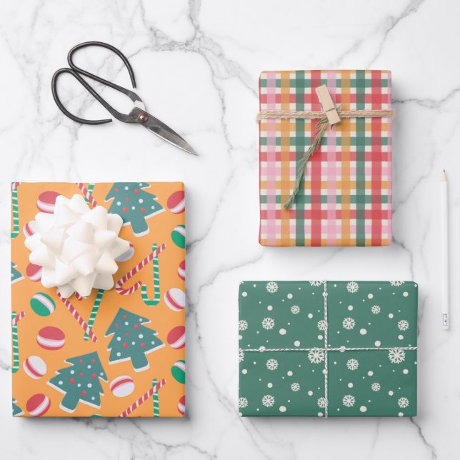 Jolly Christmas Süßigkeiten Collection Set 9 Geschenkpapier Set (Vorderseite)