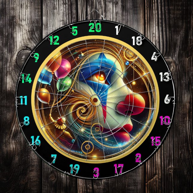 Jolly Clown mit Roter Nase und Balloons Dartscheibe (Von Creator hochgeladen)