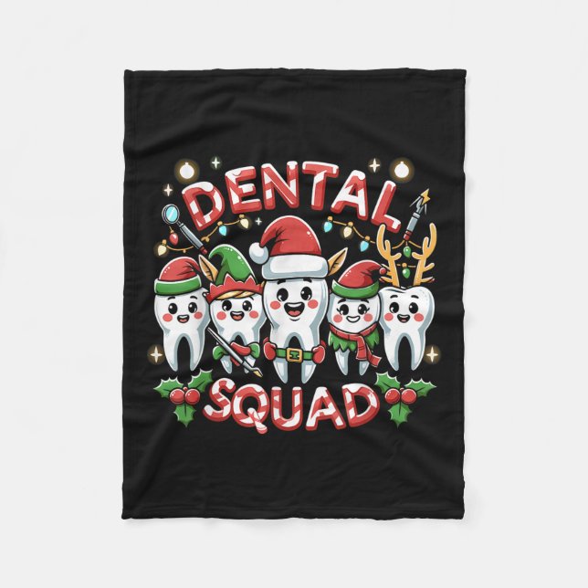 Jolly Dental Squad Celebration Christmas Teeth Den Fleecedecke (Vorderseite)