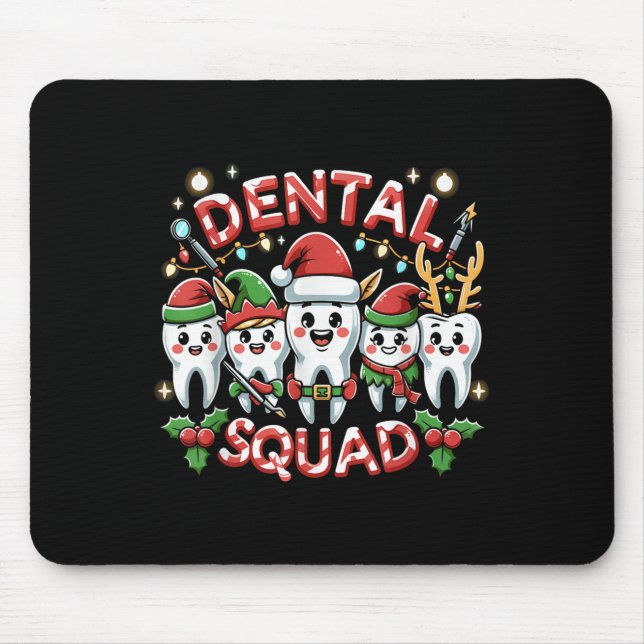 Jolly Dental Squad Celebration Christmas Teeth Den Mousepad (Vorne)