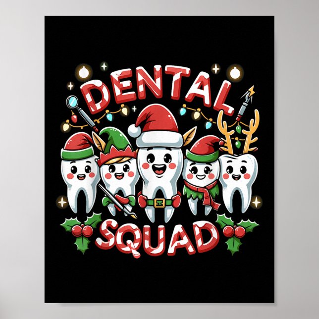 Jolly Dental Squad Celebration Christmas Teeth Den Poster (Vorne)
