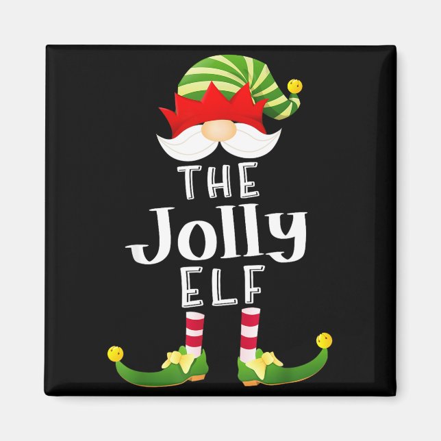Jolly Elf Group Christmas Funny Pajama Party  Magnet (Vorne)