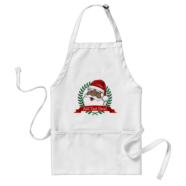 Jolly Ethnic Santa Custom Text Weihnachten Schürze (Vorne)
