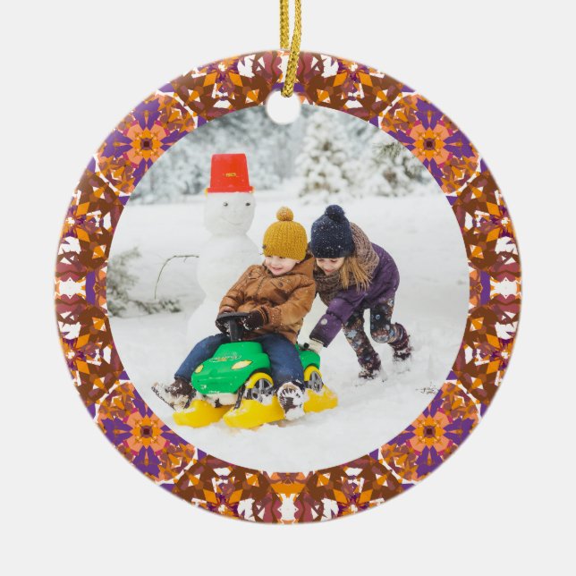 Jolly Festive Custom Christmas Foto Picture Frame Keramik Ornament (Vorne)