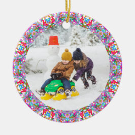 Jolly Festive Custom Christmas Foto Picture Frame Keramik Ornament