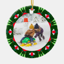 Jolly Festive Custom Christmas Foto Picture Frame Keramik Ornament