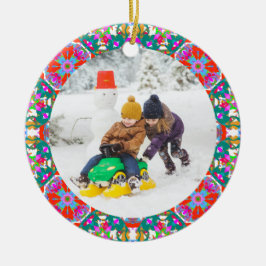 Jolly Festive Custom Christmas Foto Picture Frame Keramik Ornament
