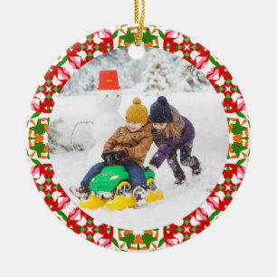 Jolly Festive Red Christmas Foto Picture Frame Keramik Ornament