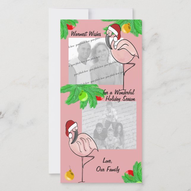 Jolly Flamingos/ Foto Grußkarte Feiertagskarte (Vorderseite)