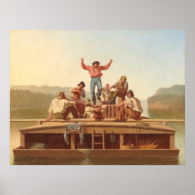 Jolly Flatboatmen - George Bingham Fine Art Poster