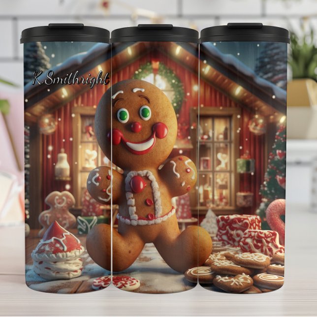 Jolly Gingerbread Scene Thermosbecher (Von Creator hochgeladen)