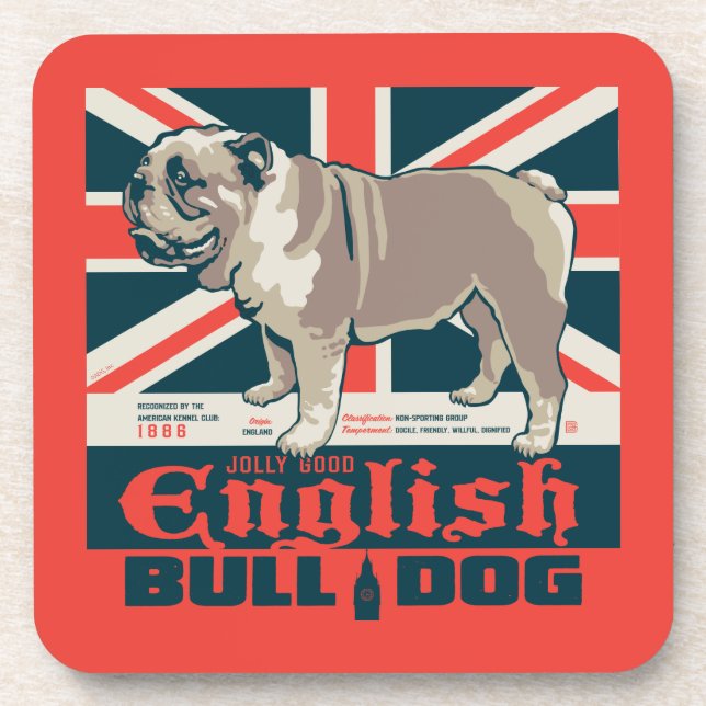 Jolly Good English Bulldog Getränkeuntersetzer (Vorderseite)