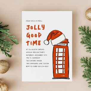 Jolly Good Time London Red Telefone Box Weihnachts Feiertagskarte