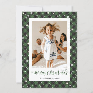 Jolly Green Buffalo Kariertes Foto Frohe Weihnacht Feiertagskarte