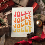 Jolly Groovy Wavy Colorful Christmas Feiertagskarte<br><div class="desc">Jolly Jolly Jolly Jolly Weihnachtskarte: ein Retro-Design,  mit einer wavy Vintagen Typografie und einer farbenfrohen Palette.</div>