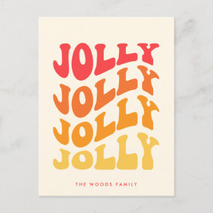 Jolly Groovy Wavy Colorful Christmas Feiertagspostkarte
