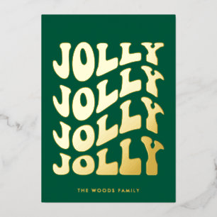 Jolly Groovy Wavy Green Christmas Gold Folien Feiertagskarte
