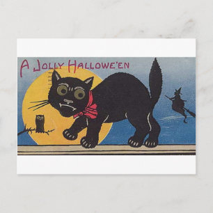 Jolly Halloween Vintag Cat Feiertagspostkarte