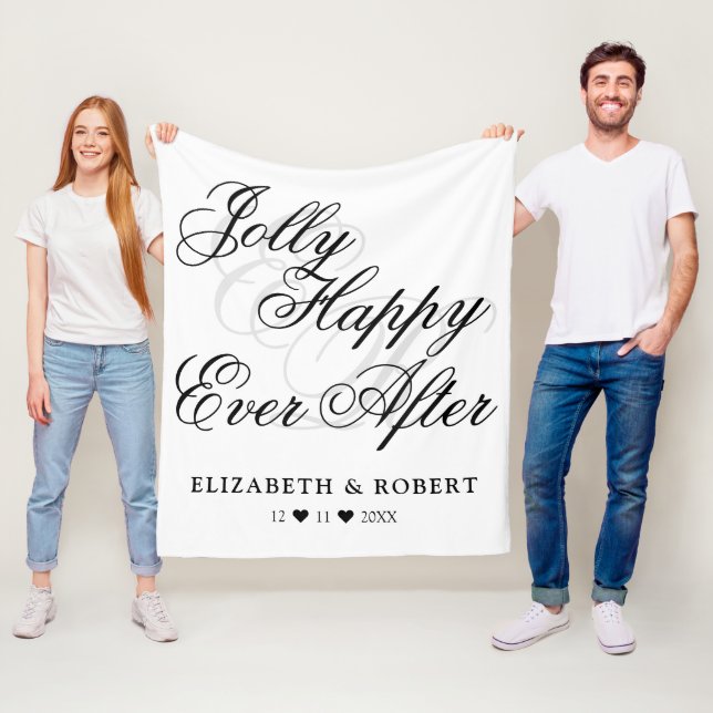 Jolly Happy ever After White Minimalistisch Weddin Fleecedecke (Beispiel)