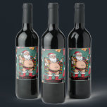 Jolly Happy Father Christmas Weinetikett<br><div class="desc">Jolly Happy Father Weihnachtswein Label . Ein lustiges Weinetikett</div>