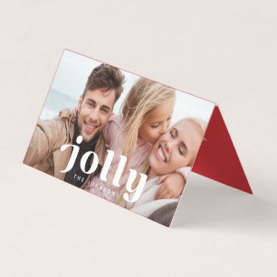 Jolly Happy Holidays Modern Simple Family Foto Visitenkarten