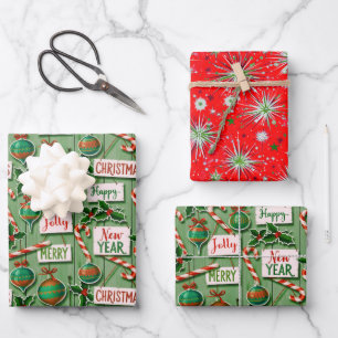 Jolly Holiday Jumble Green Geschenkpapier Set