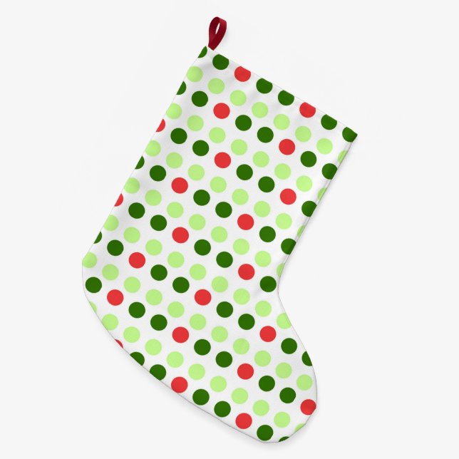 Jolly Holiday Polka Dots Großer Weihnachtsstrumpf (Vorderansicht (hängend))