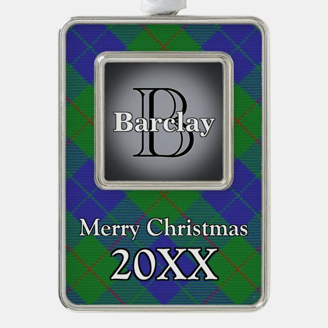 Jolly Holidays Clan Barclay Jagd Tartan Rahmen-Ornament Silber (Vorderseite)