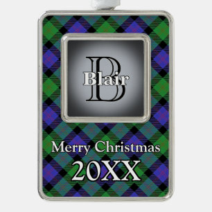 Jolly Holidays Clan Blair Tartan Rahmen-Ornament Silber