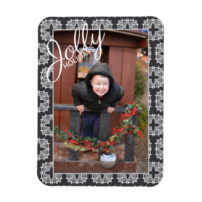 Jolly Holidays Pattern Single Foto Holiday Magnet (Vertikal)
