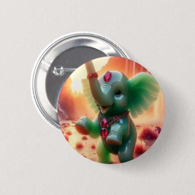 Jolly Jade Elephant Button (Vorne & Hinten)