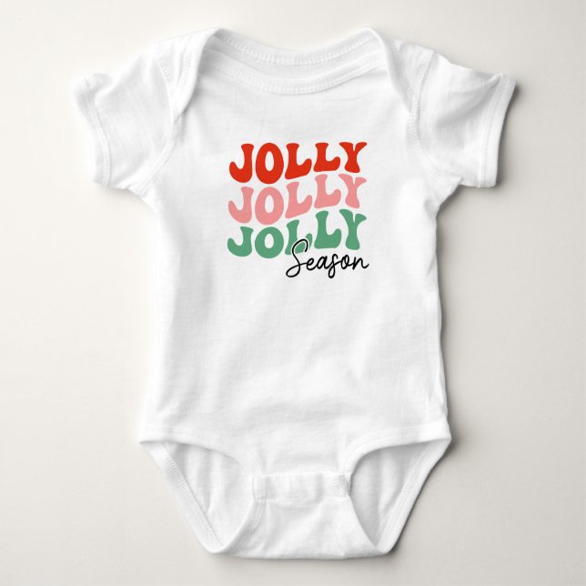 Jolly Jolly Jolly Season Retro Holiday Typografie Baby Strampler (Vorderseite)