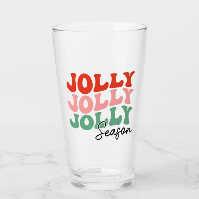 Jolly Jolly Jolly Season Retro Holiday Typografie Glas (Vorderseite)