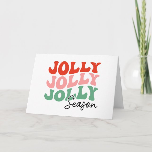 Jolly Jolly Jolly Season Retro Holiday Typografie Karte (Vorderseite)