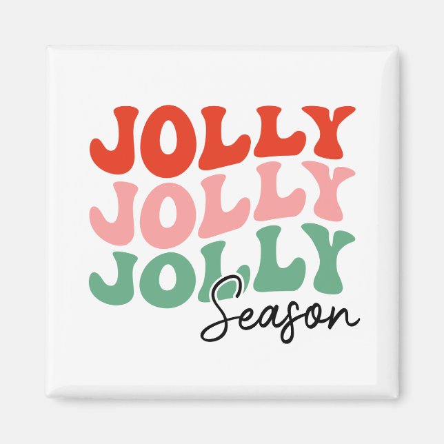 Jolly Jolly Jolly Season Retro Holiday Typografie Magnet (Vorne)