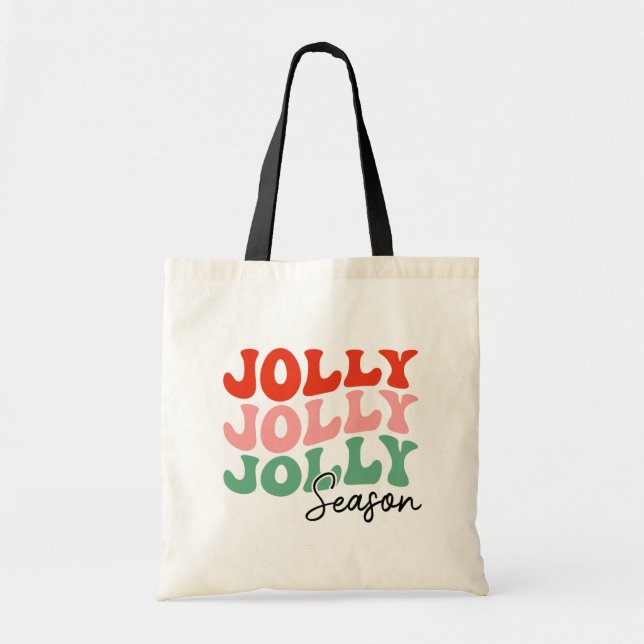 Jolly Jolly Jolly Season Retro Holiday Typografie Tragetasche (Vorne)