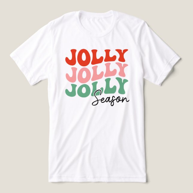 Jolly Jolly Jolly Season Retro Holiday Typografie Tri-Blend Shirt (Design Vorderseite)