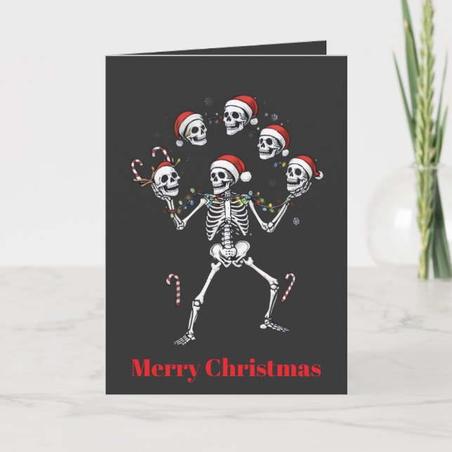 Jolly, Juggler Skeleton Juggling for the Holidays Karte (Vorderseite)