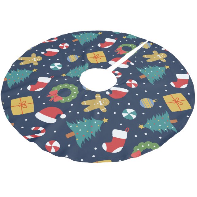 Jolly Jumble Christmas Tree Skirt Polyester Weihnachtsbaumdecke (Schrägansicht)
