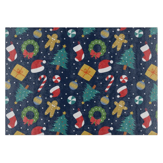 Jolly Jumble Holiday Glass Cutting Board Schneidebrett (Vorderseite)