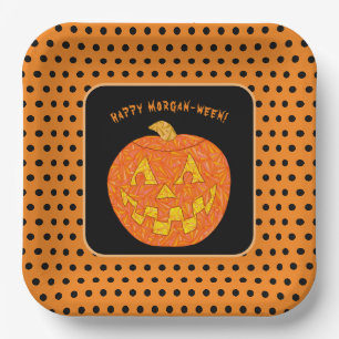 Jolly Kürbislaterne Niedlich Custom Happy Hallowee Pappteller